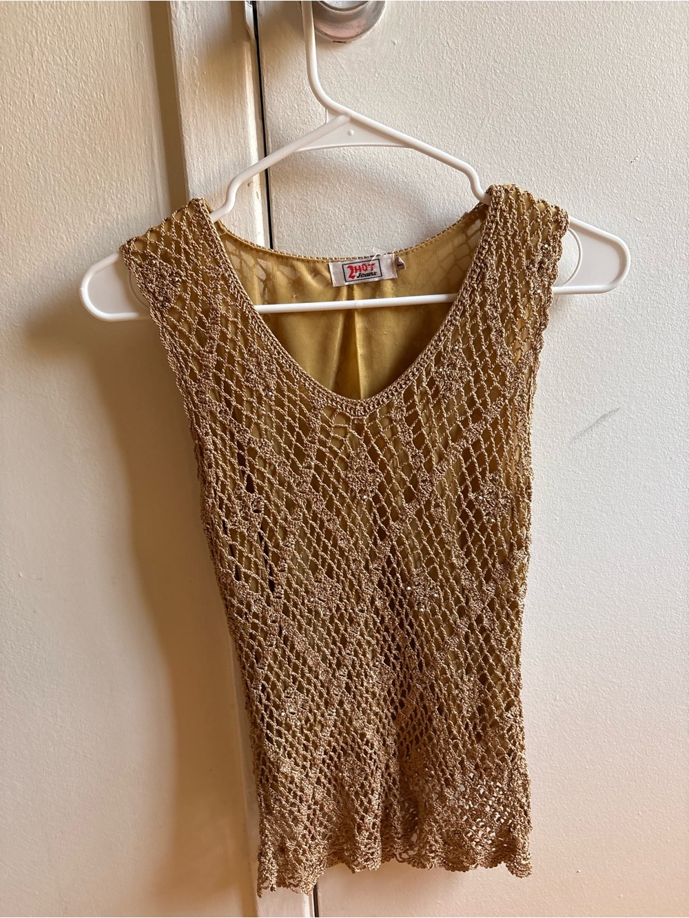 Handmade Crochet Sleeveless Tank Top in Camel